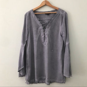 Rock & republic lace up bell sleeve blouse size m